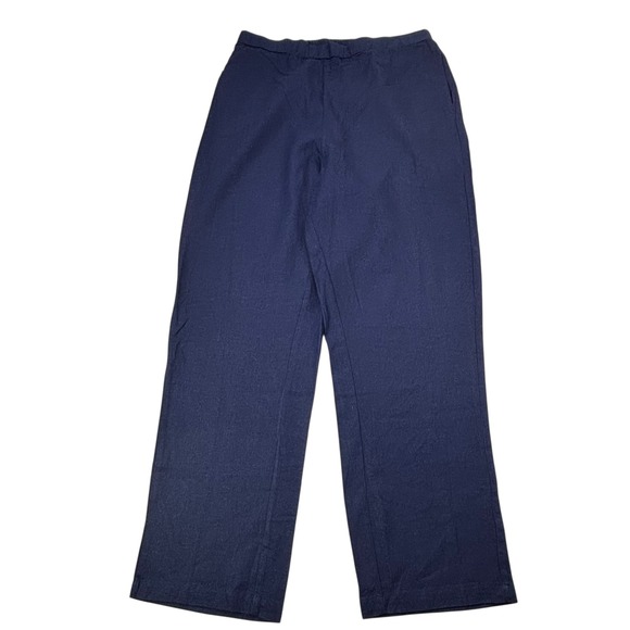 Woman Within 20W Tall Blue Linen Blend Elastic Waist Pull On Pants Trousers NWOT - Picture 1 of 13